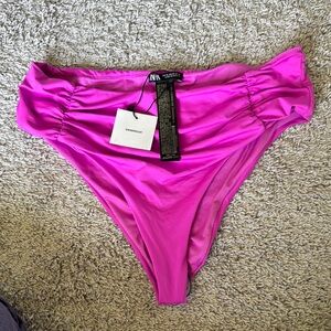 Zara Pink High-Waisted Ruched Bikini